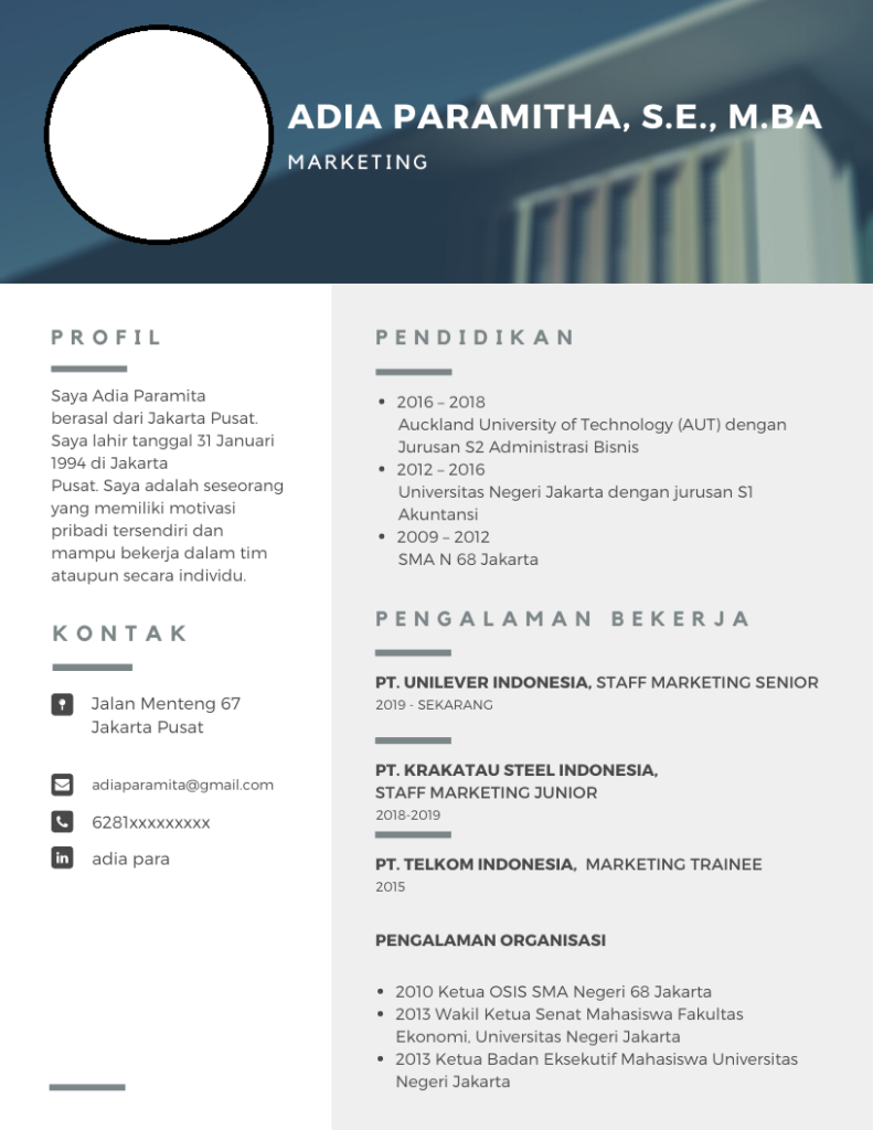 10+ Contoh CV (Curriculum Vitae) untuk Lamaran Pekerjaan Terbaru