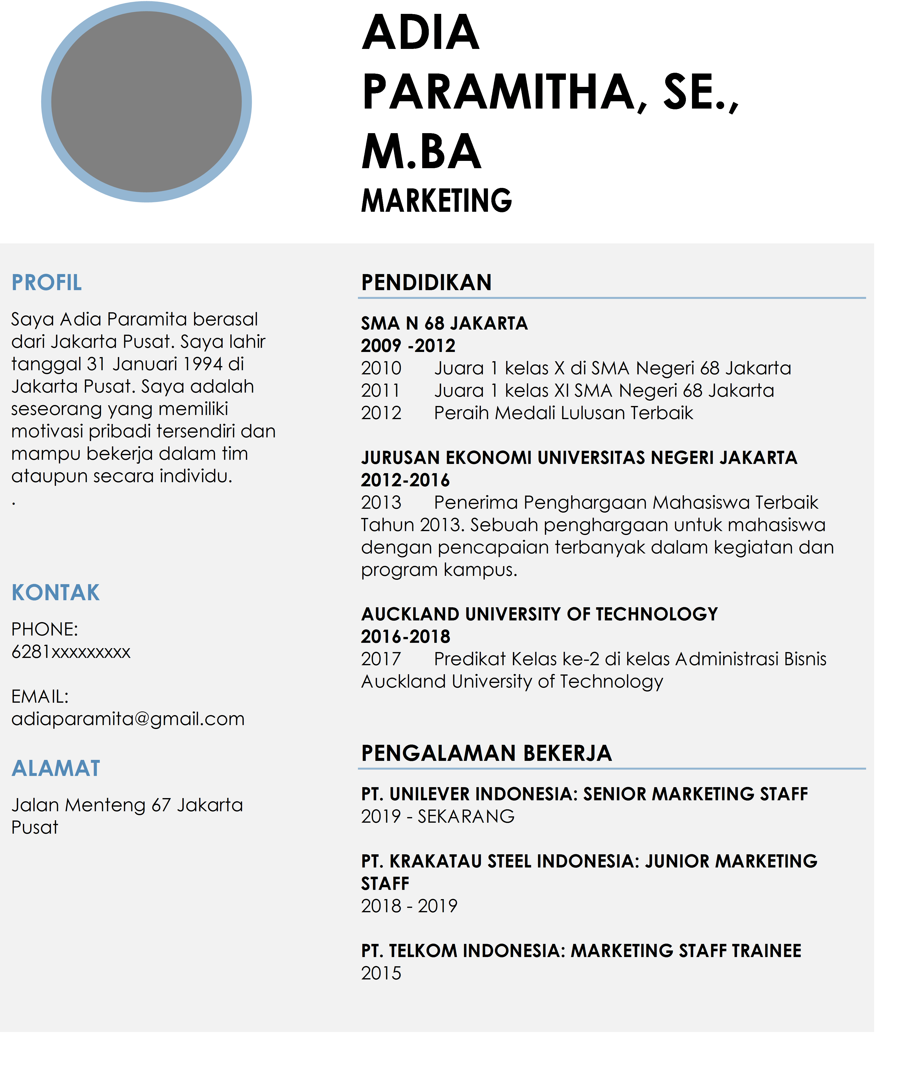 Contoh Cv Admin Online Contoh Cv Admin Twitter Contoh Cv Bidang 